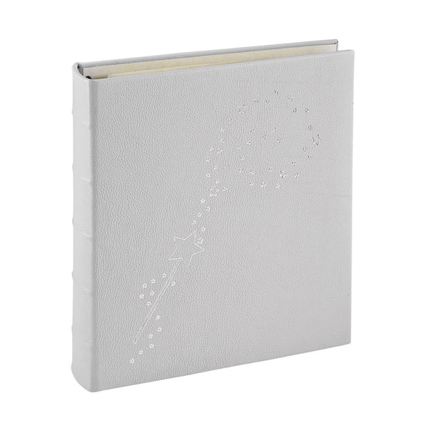 Large Clear Pocket 3-Ring Album, Light Grey Full Grain Leather